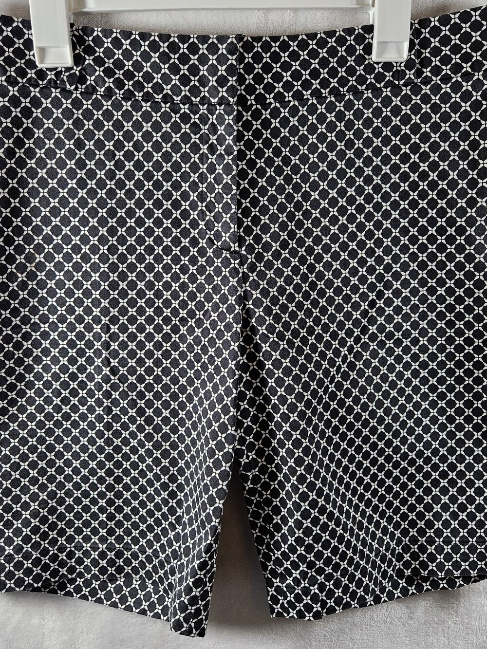 New Talbots Chino Shorts Womens Size 12 Black Geometric Stretch Summer Vacation